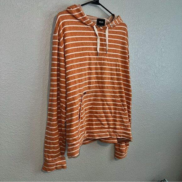Rip Gurl Womens Striped Drawstring Long Sleeve Knit Hooded Sweater Orange XL - Picture 5 of 10